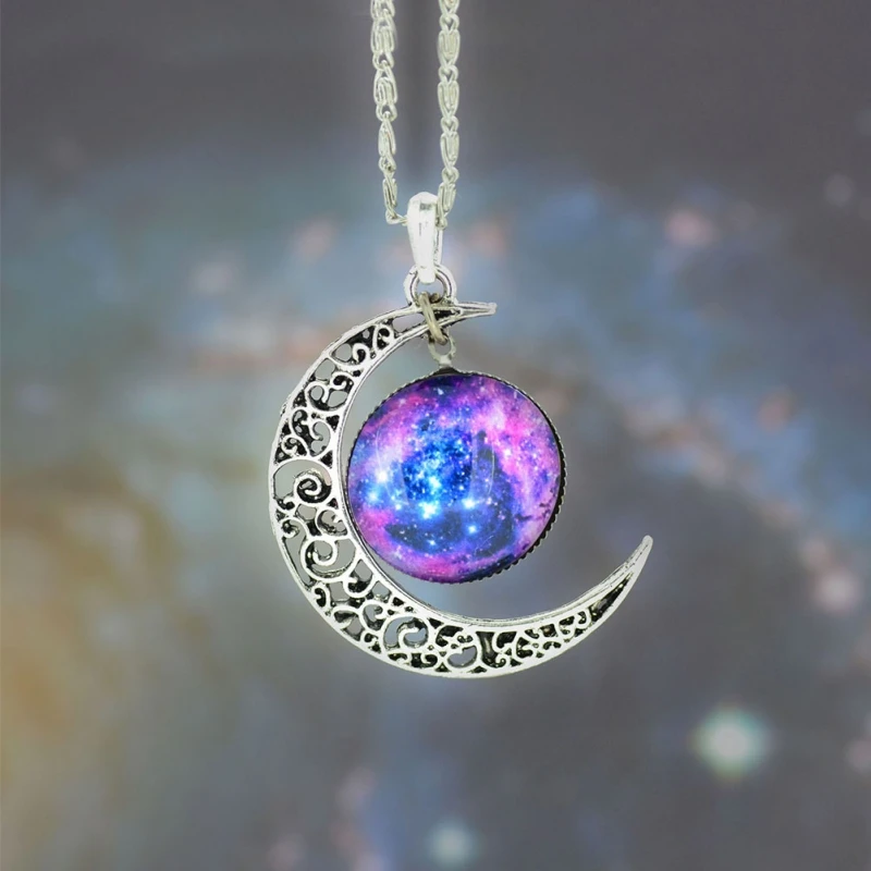 as the picture Автомобиль украшения в виде кристаллов Cosmic Star Moon время драгоценный камень кулон Цепочки и ожерелья высокого класса Игристые Свадебные украшения - Название цвета: as the picture