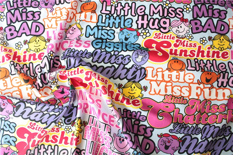 1 метр хлопчатобумажная ткань с принтом маленькая miss/little hug ручная работа шитье из
