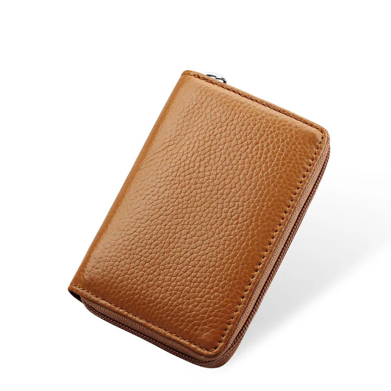 Фирменный держатель для карт женщин и мужчин набор из натуральной кожи на молнии