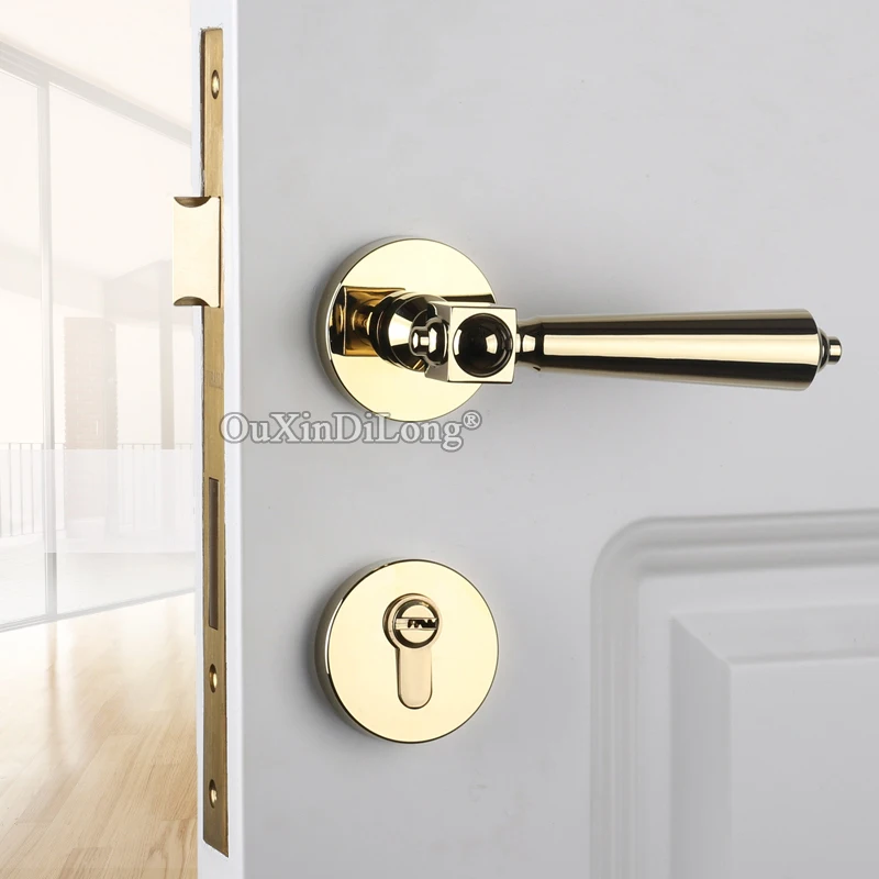 

Top Luxury European Gold Mortise Door Lock Set Interior Living Room Bedroom Bathroom Silent Door Lock With Key / No Key