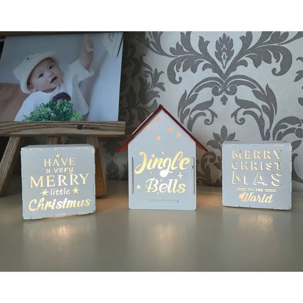Wooden House NightLlight Square Wood box Room Decor String Lamp Wedding Party Holiday Fairy Lights Novelty |