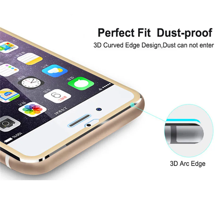 3D алюминиевый сплав Защитное стекло для iphone 6 6S 7 8 plus сплошная полноэкранная