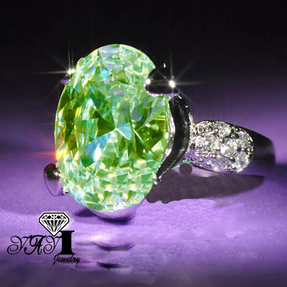 Яйи Модные женские ювелирные изделия кольцо 8CT светильник зеленый циркон CZ цвета:
