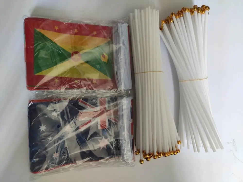 National flags Complete set of whole world 200 country or region flags 14*21 cm polyester material with plastic poles