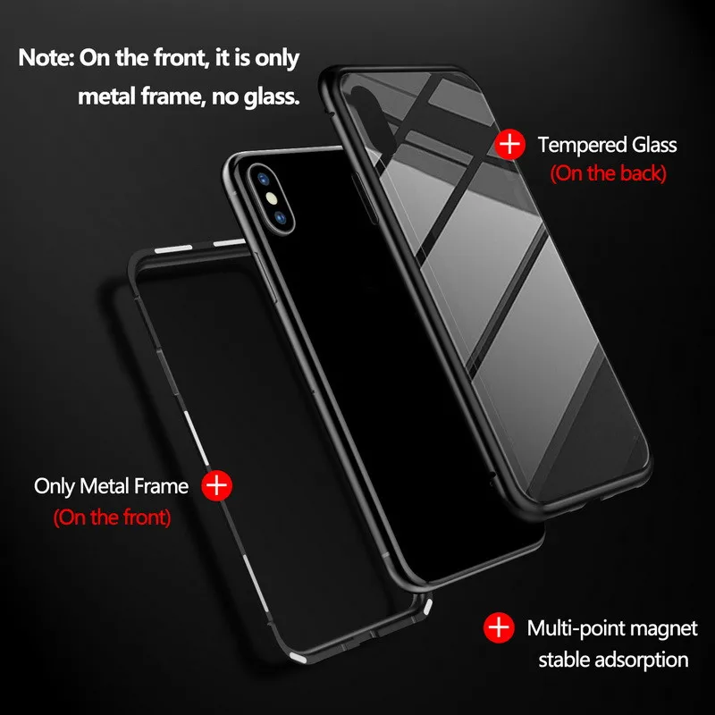 Металлический магнитный чехол для iPhone X 7 8 XS MAX XR 6 металлический бампер + задняя