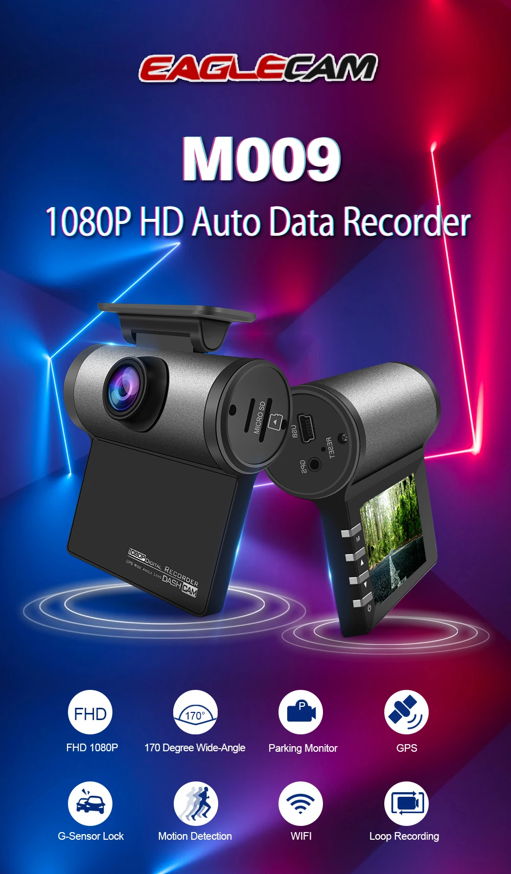 Eaglecam 1080P Full HD Автомобильный видеорегистратор Wifi камера gps регистратор монитор парковки 170 градусов широкоугольный видеорегистратор магнитный держатель рекордер