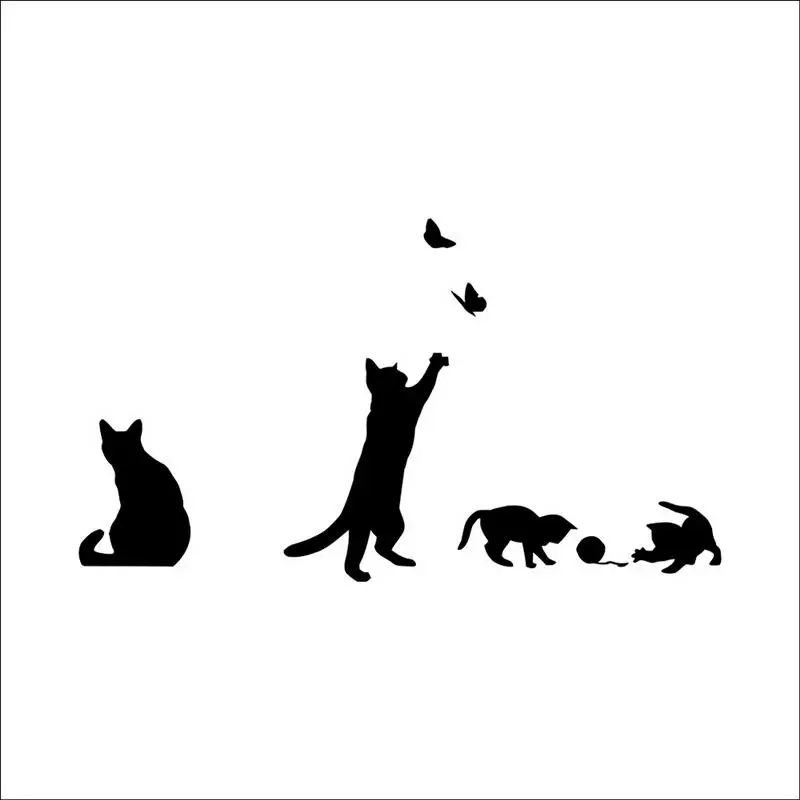 DIY животных украшения комнаты виниловые наклейки на стены играть котенка бабочка