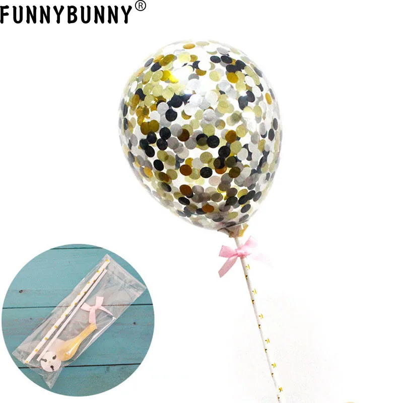 FUNNYBUNNY красочные шары с золотыми Конфетти украшения торта Топпер отлично