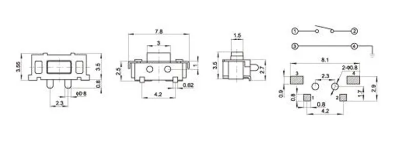 20 шт./лот Кнопка Микропереключатель 3x6 мм SMD 2 контактный ключ для электроники комплект