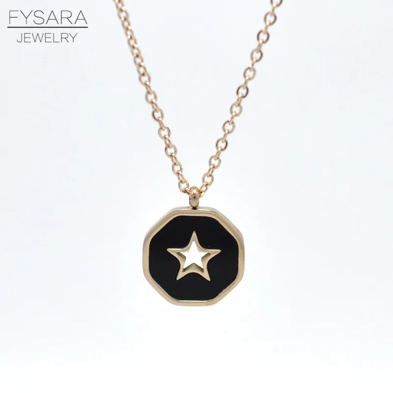 FYSARA Эмаль черный/белый корпус полый шестиугольник Star кулон ожерелье для женщин