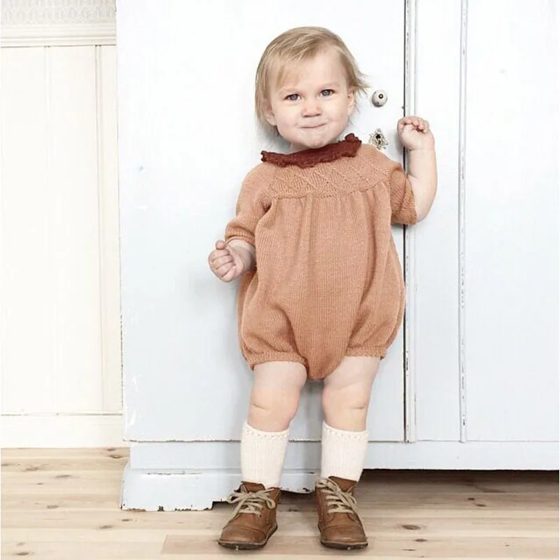 Детские вязаные комбинезоны Комбинезон для девочек roupas de bebe Шерстяной детский