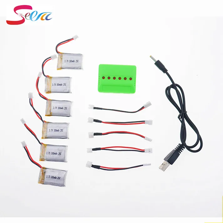 6x3.7 В 300 мАч lipo Батарея с 6in1 Зарядное устройство набор для Нибиру h8c Мини RC Quadcopter|3.7v