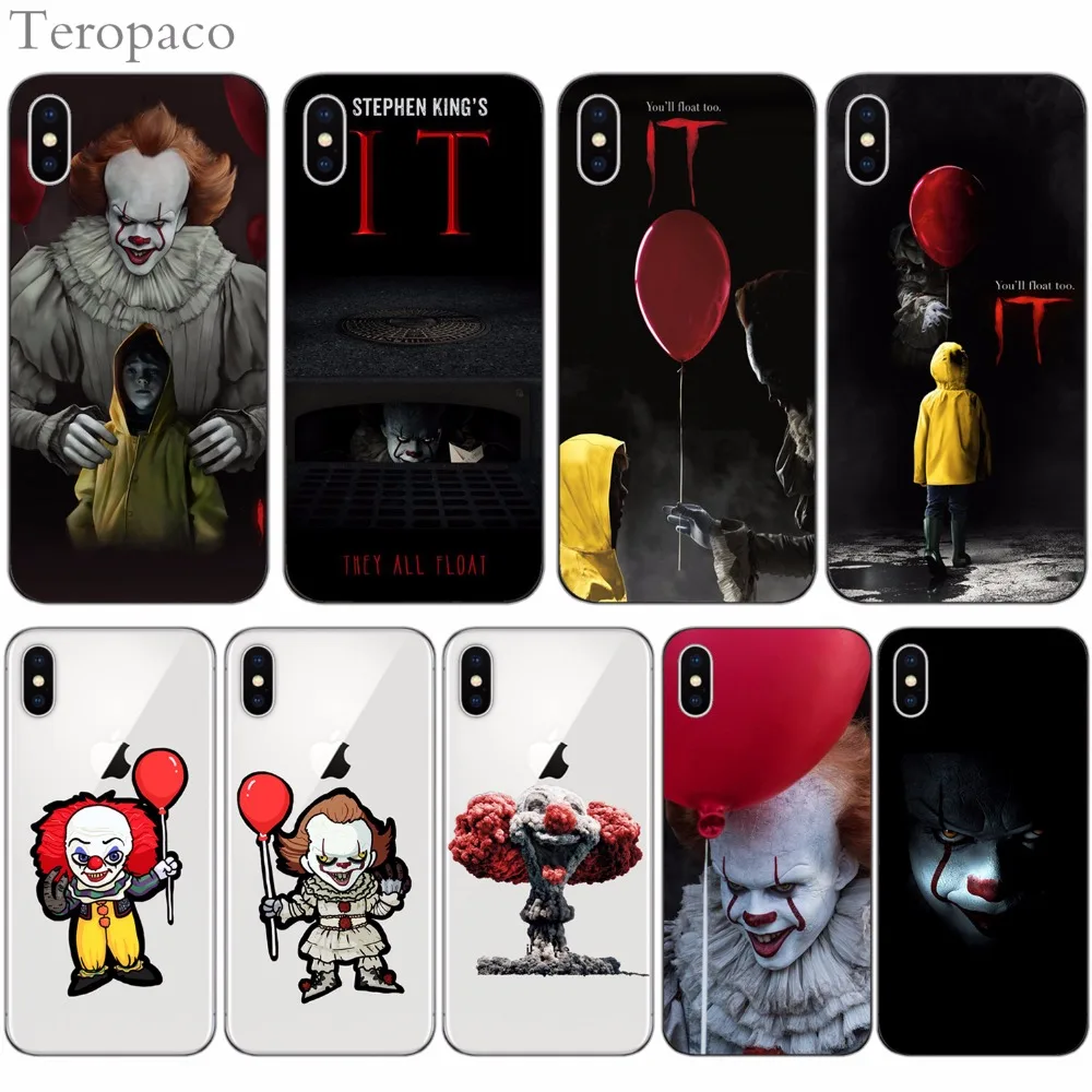 Pennywise клоун поплавок прозрачный черный мягкий чехол для телефона Apple iphone X XS Max XR 8