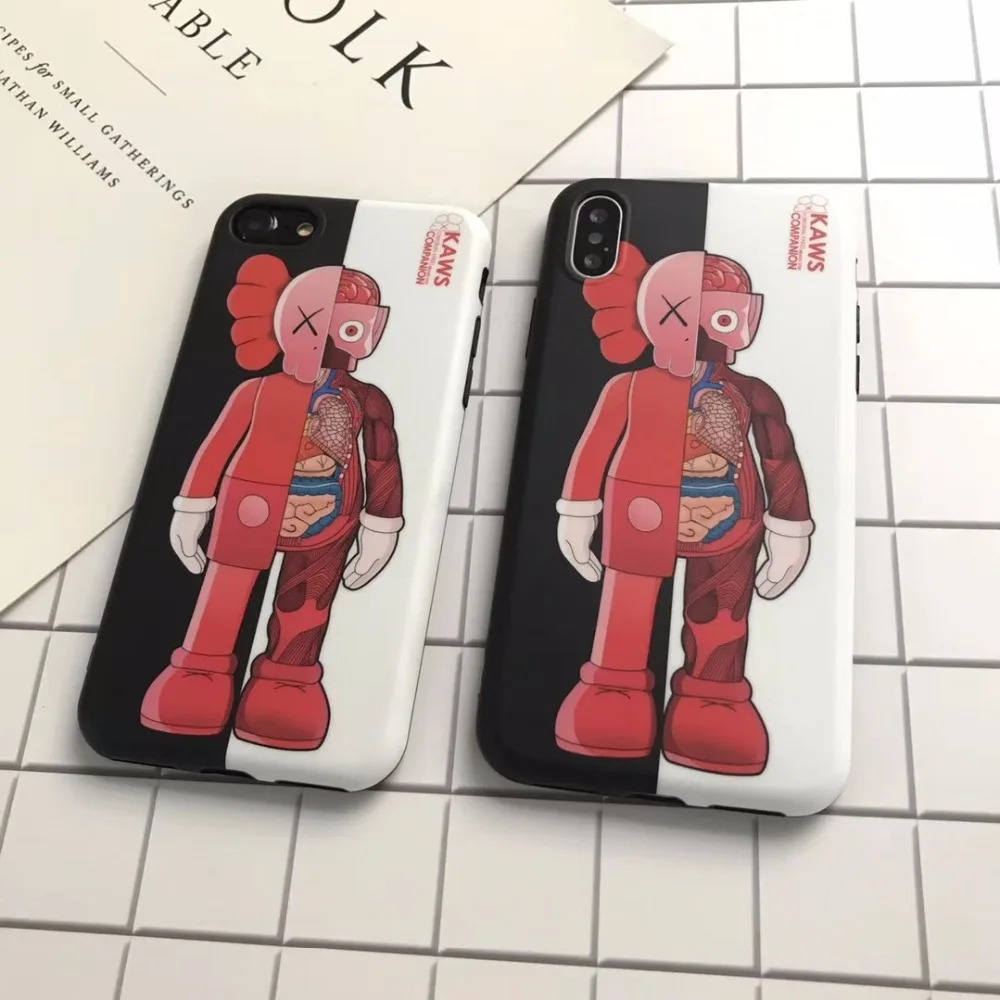 Trend Hip Hop style Kaws Funny Anatomy doll Patterned phone case for iphone X 6 6s plus 7 8 7plus soft imd back cover |