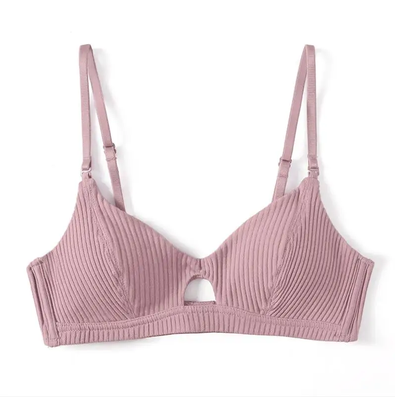 Pink Винтажный бюстгальтер без косточек с французскими нитями, бюстгальтер без косточек, тонкий бюстгальтер с мягкой чашечкой, хлопковый бюстгальтер, нижнее белье - Цвет: Pink