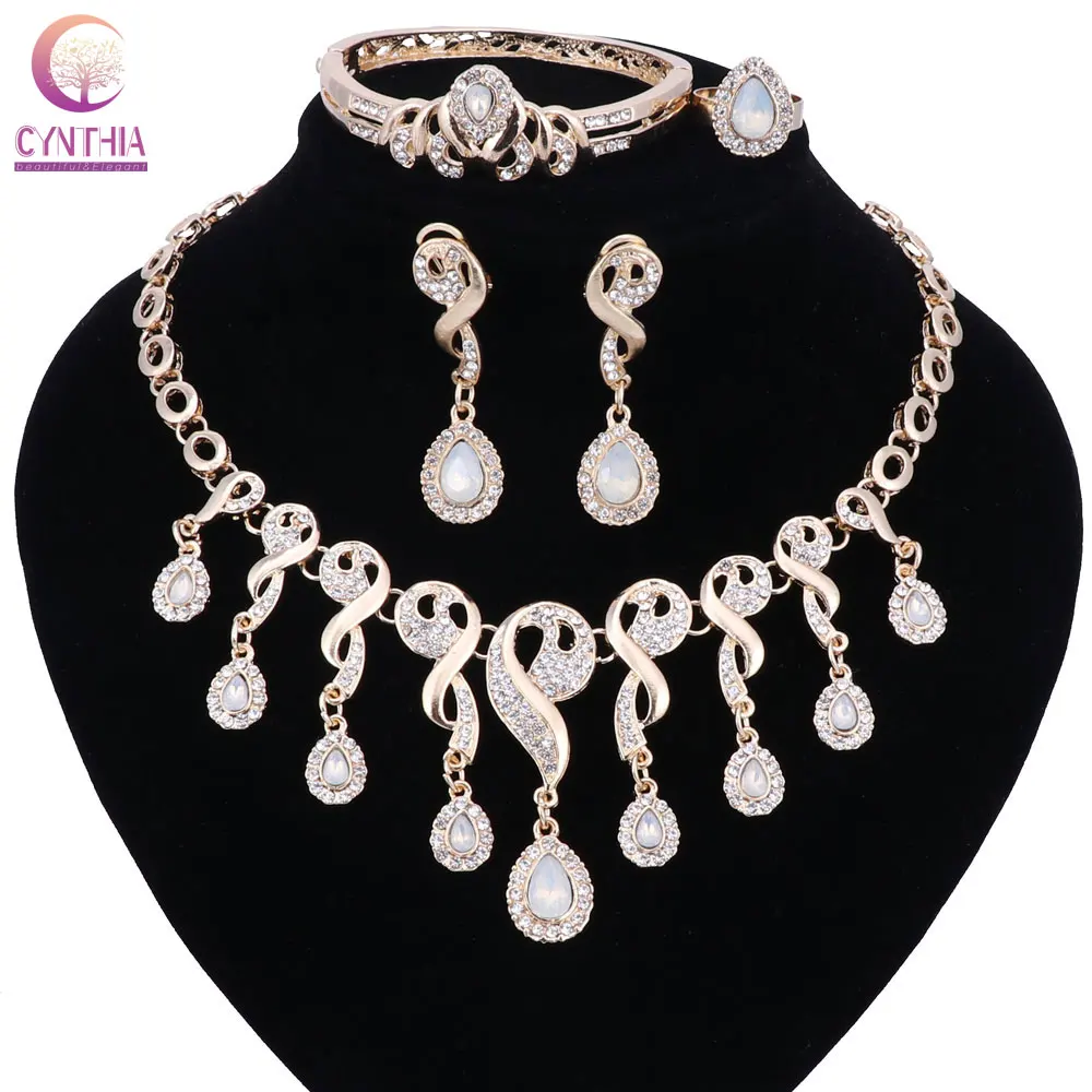 Новые роскошные разноцветные Ювелирные наборы с кристаллами и жемчугом для