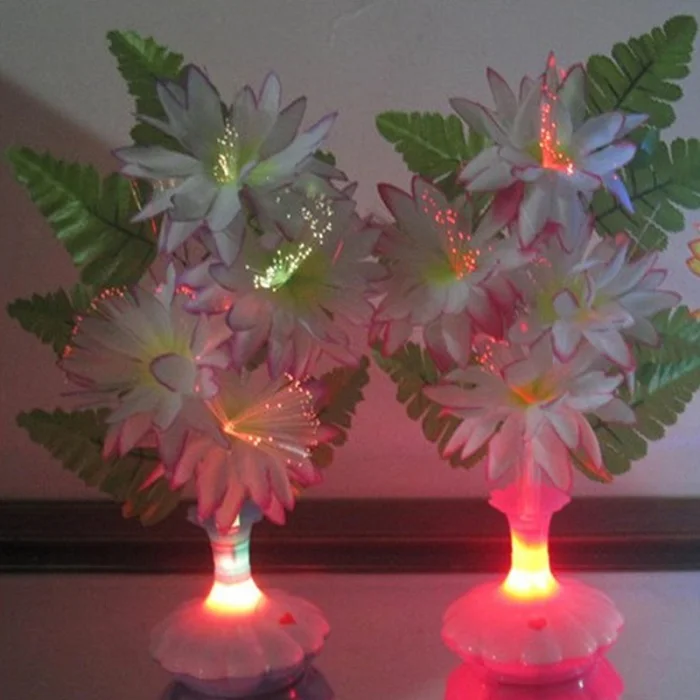 1 PC New LED Artificial flower Optical Fiber Lamp Flower Calla Lily Vase Night Light Decoration for Home Party Decor - Цвет: Бежевый