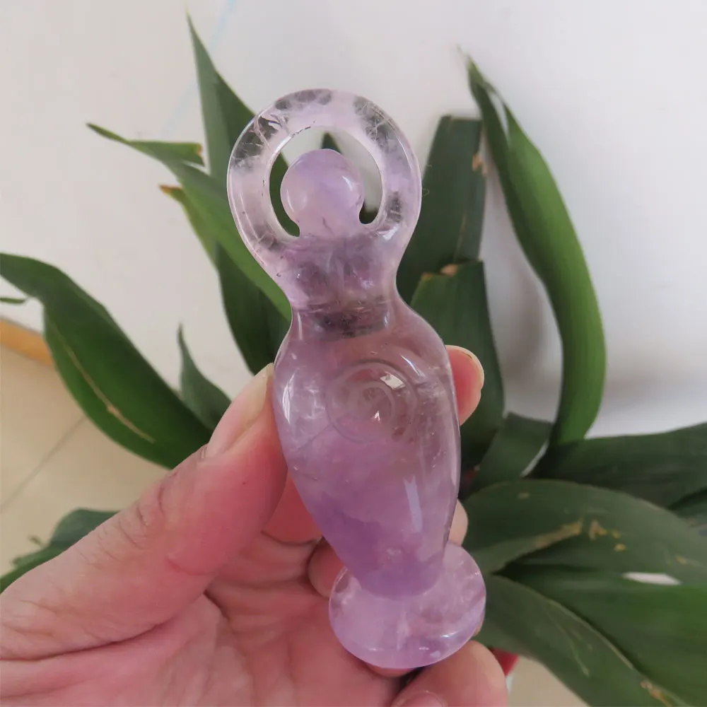 

New ! 63g Amazing Natural Amethyst Quartz Crystal Carving Skull Hand Carved "Statue of Liberty" For Collection Reiki Healing