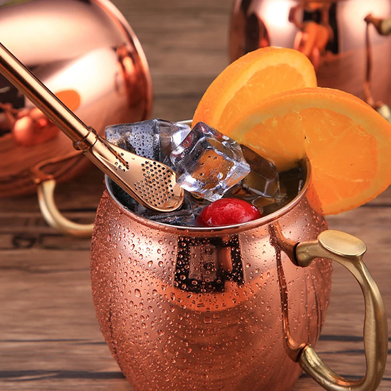 Colorful Reusable Stainless Steel Drinking Straws Spoon Tea Filter Coffee Beer Carbonator Stirring Tools Drinkware Accessories