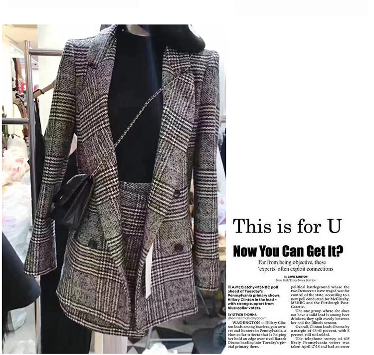 Женский костюм в клетку с длинным рукавом и отложным воротником|set women|set fashiontwo set |