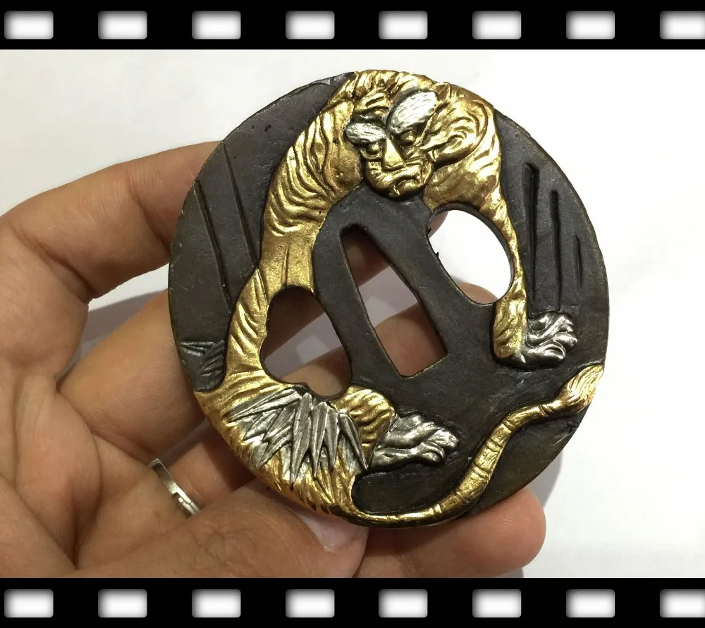 Японская катана медная Цуба WAKIZASHI аксессуары для мечей W/Dragon/Tiger Design