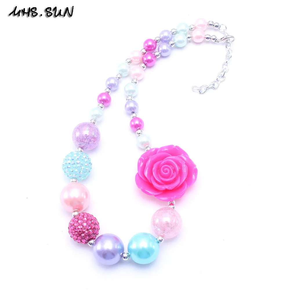 MHS.SUN новый дизайн ярко розовый цветок искусственная жвачка бусина массивное