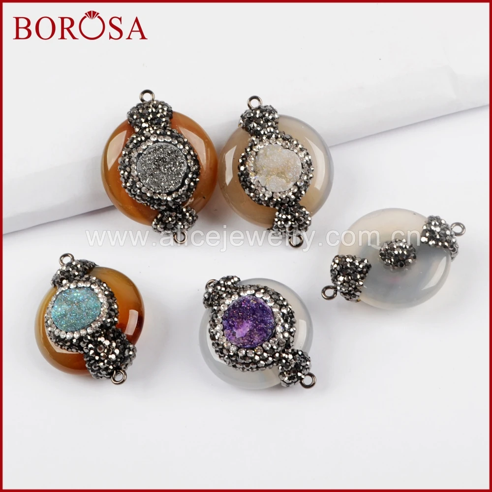BOROSA 5/10 шт. круглый ворот ручной работы проложить природный кристалл с цирконами