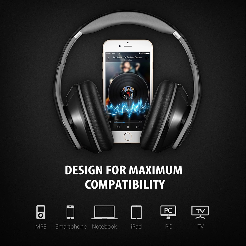 Mpow 059 Bluetooth наушники с шумоподавлением Беспроводные Стерео складные наушники эргономичный дизайн наушники Встроенный микрофон