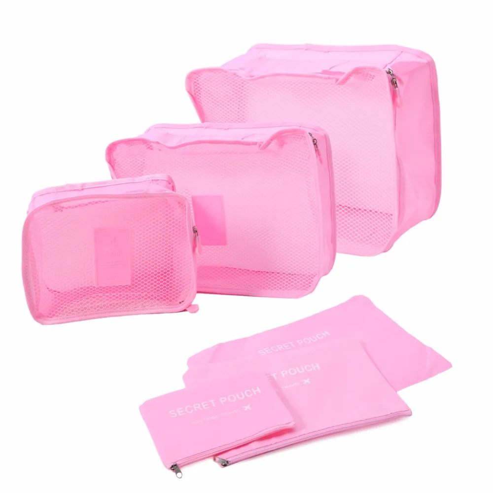 

THINKTHENDO 6Pcs Waterproof Travel Luggage Organizer Travel Bags Clothes Storage Bags Pouch Packing Case