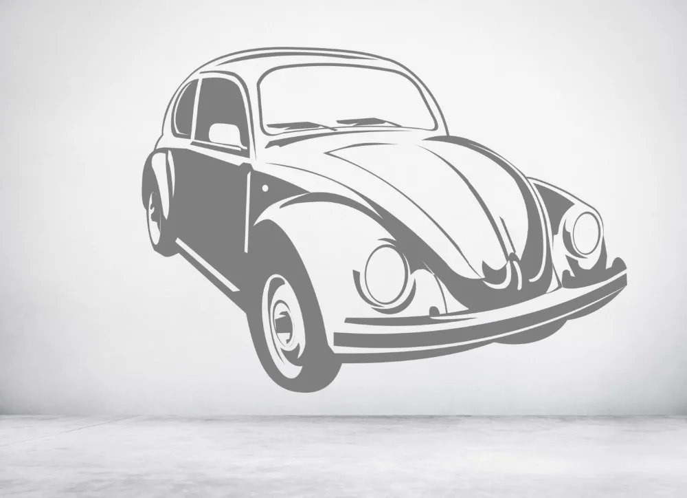 Классическая Наклейка на стену с узором автомобиля винтажная в виде жука для