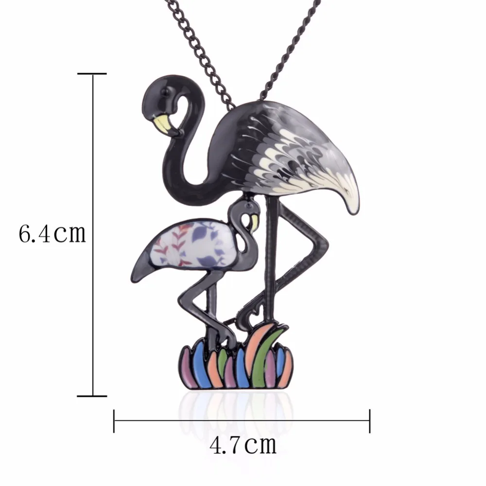 Ожерелье с фламинго для Дня матери яркая эмалированная подвеска в виде птицы из