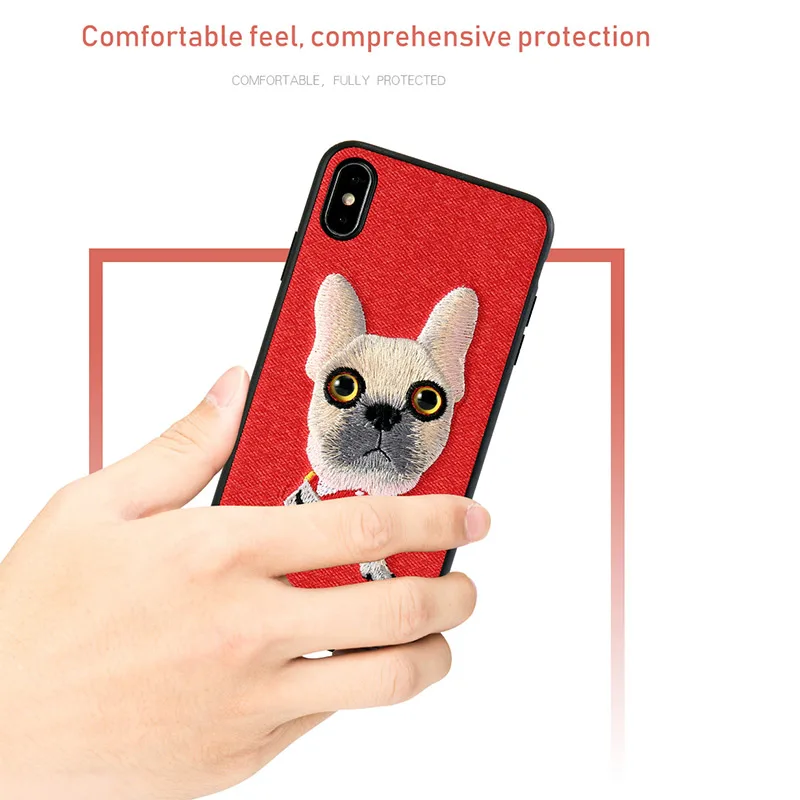 Милый чехол для телефона iPhone 11 6 8 модный защитный из парусины с вышивкой X XS XSMax XR