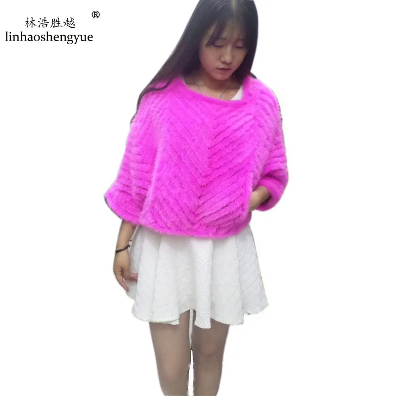 

Linhaoshengyue Mink Braiding Head Natural Fur Shawl