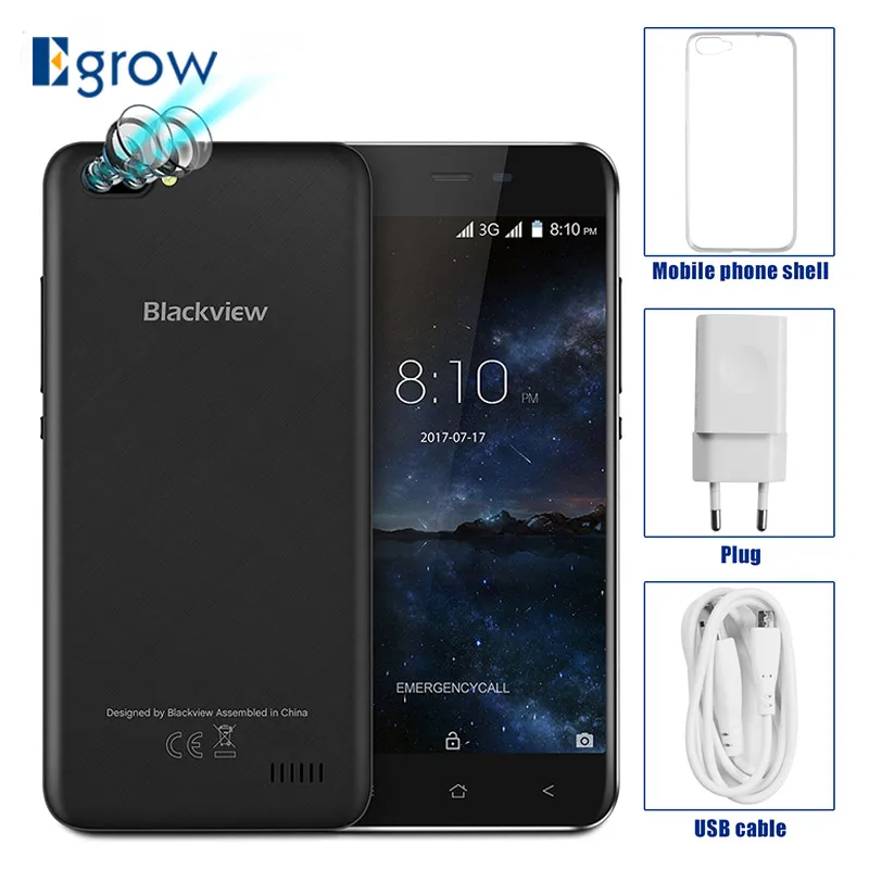 Оригинал Blackview A7 двойной камеры заднего MT6580A 4 ядра Android 7 0 мобильный телефон 5