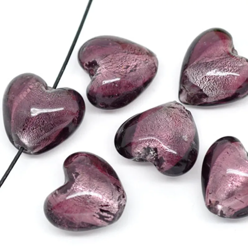 60 шт. фиолетовые стеклянные шарики в форме сердца из фольги для изготовления