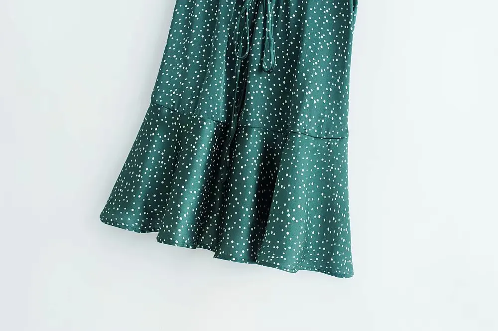 Весеннее Короткое женское платье в горошек на бретельках Boho винтажное пляжное с