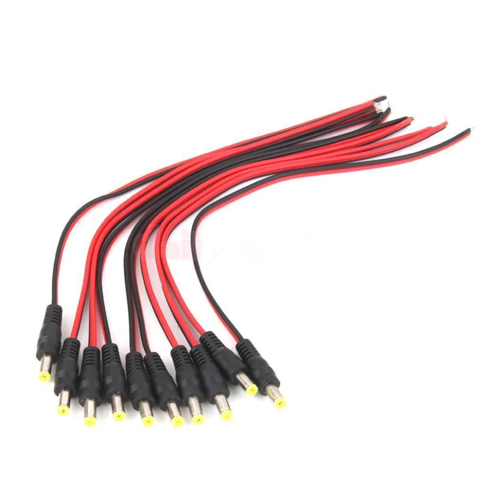10 шт. 5 5*2 1 мм Штекерный разъем питания постоянного тока CCTV PSU Pigtail CABLE Jack 12 В|male power