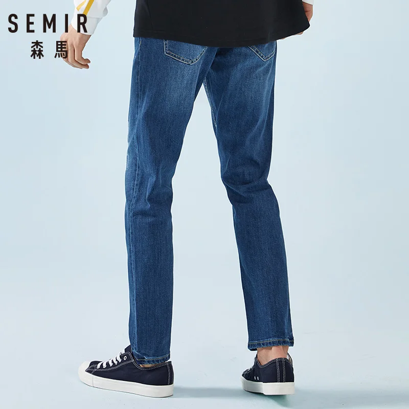 Мужские потертые джинсы SEMIR мягкий хлопок мужские облегающие с разрушением