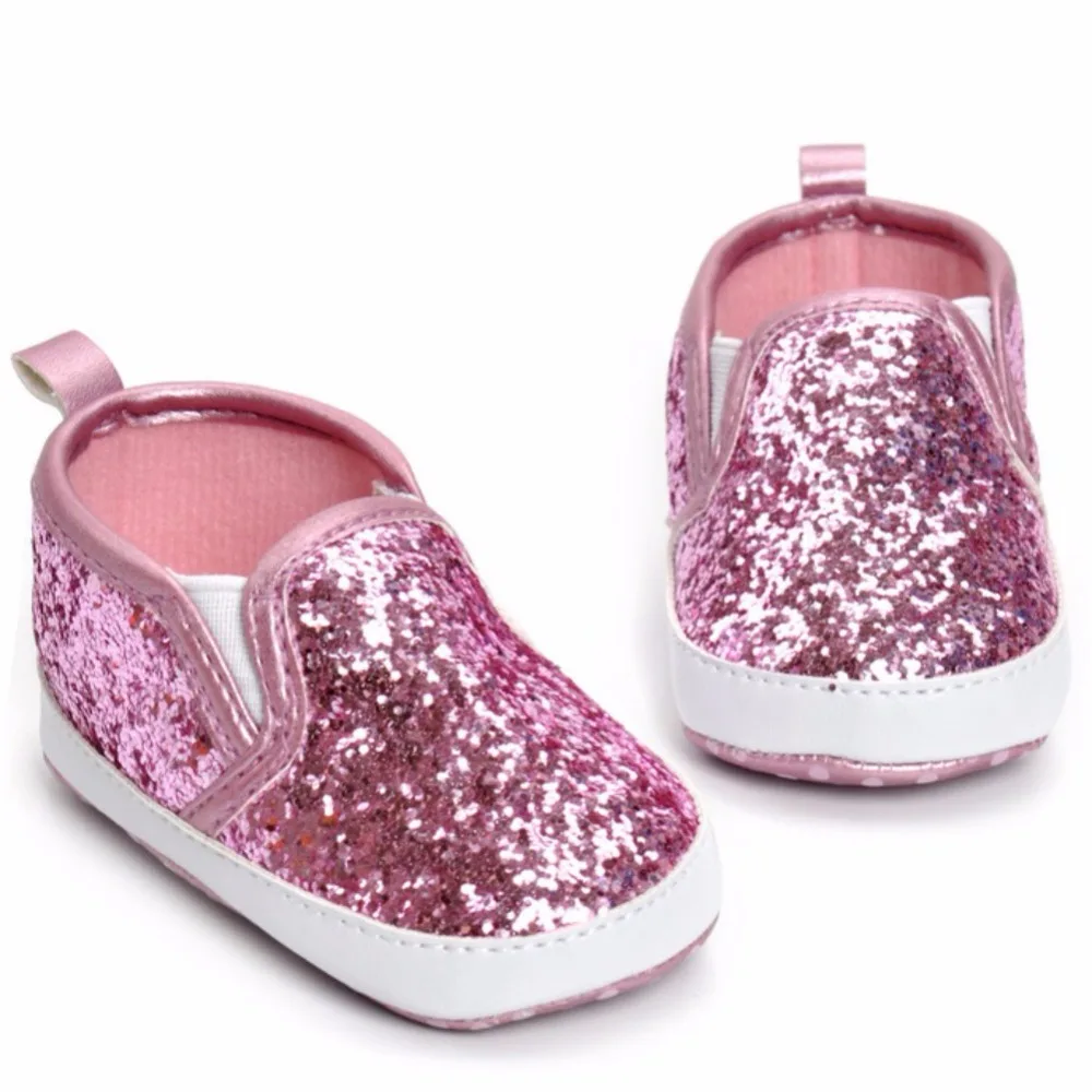 2017 Autumn Toldder Girl Baby Girls' Bling Loafers Shoes Silver baby children shoes first walkers 0-18 M |