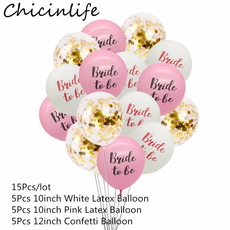 15Pcs Chicinlife 10 дюймов 10 шт., латексные шары для невесты, девичника, вечерние, свадебные украшения - Цвет: 15Pcs
