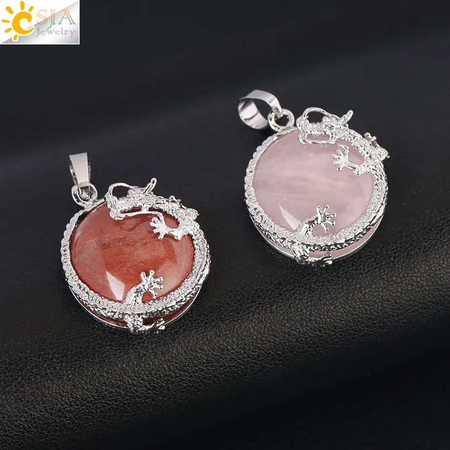 Женские Подвески из натурального камня CSJA круглые бусины с кристаллами разных