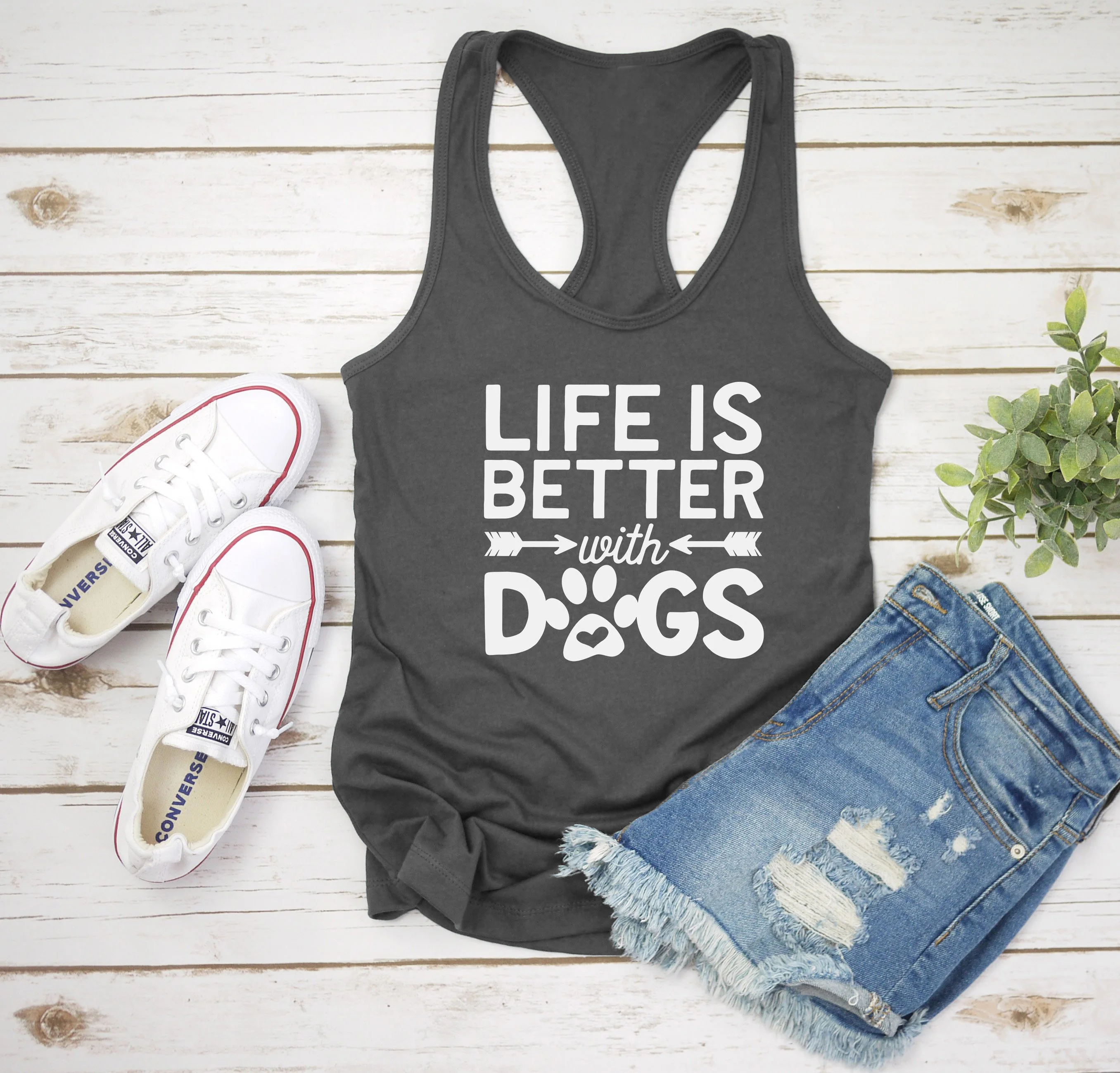 Женская майка со слоганом Life Is Better With Dogs забавная Сексуальная с рисунком лап без