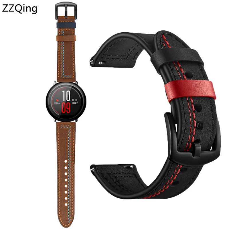 Для Xiaomi Huami Amazfit Pace ремешок кожаный Смарт часы спортивные 22 мм ширина для amazfit stratos