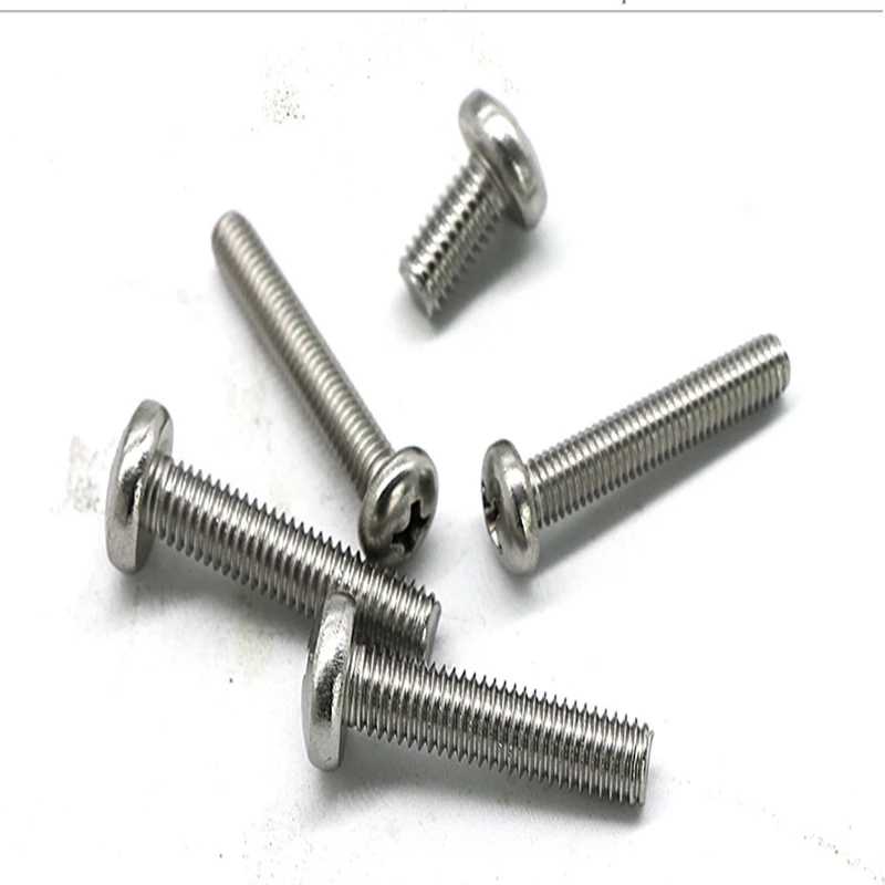 25pcs M1 Various specifications Standard 304 stainless steel round head cross plate screw bolt machine | Обустройство дома