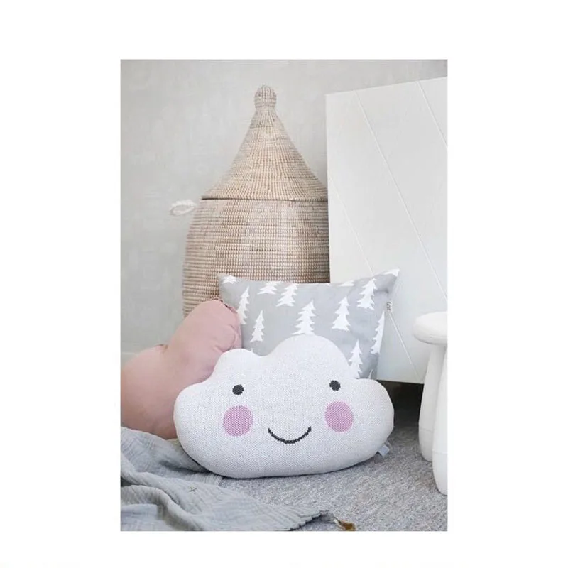 Декоративные детские кроватки подушки шерсть улыбка облако вязаный трикотаж