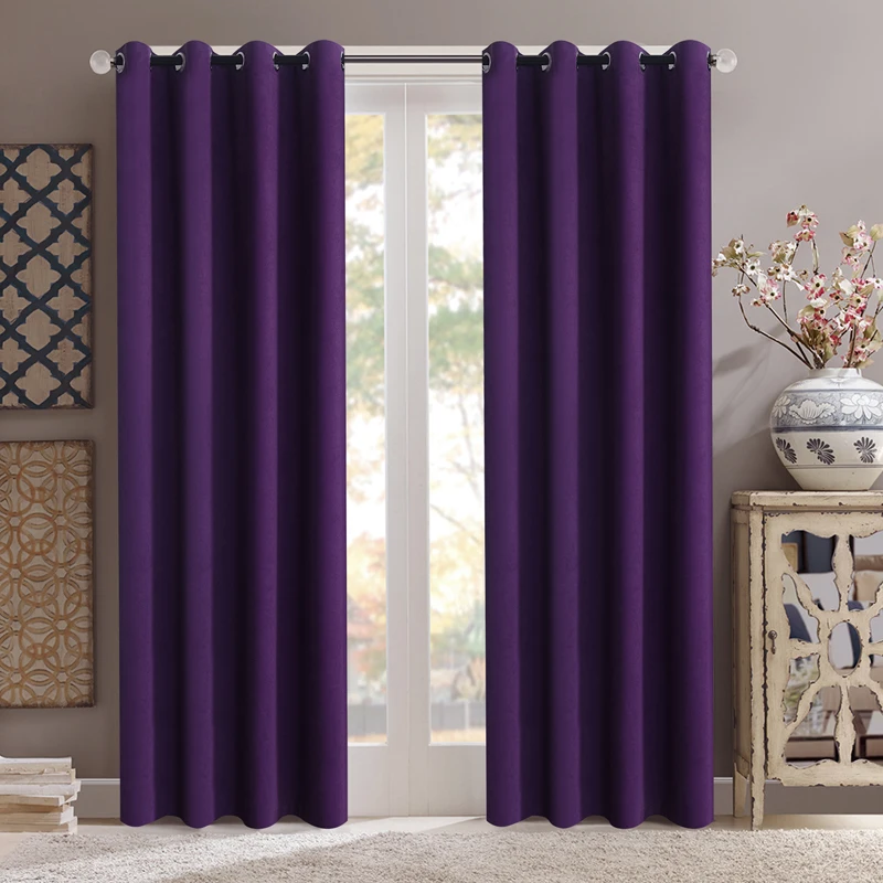 Purple Современные Бархатные затемненные шторы для гостиной, одноцветные оконные шторы для спальни, украшение дома, жалюзи, занавески, ткань - Цвет: Purple