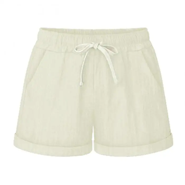 New Arrival Summer Women Wide Leg Shorts Cotton High Waist Drawstring Pockets Girl Casual Shorts Plus Size M-6XL