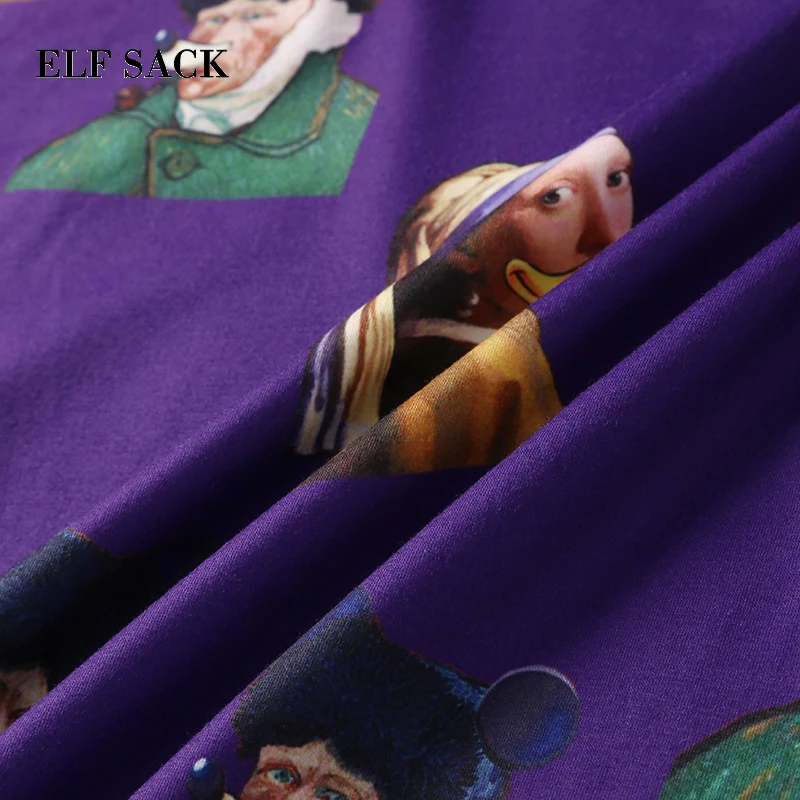 Женское платье рубашка ELFSACK черное большого размера с принтом|Женские платья| |