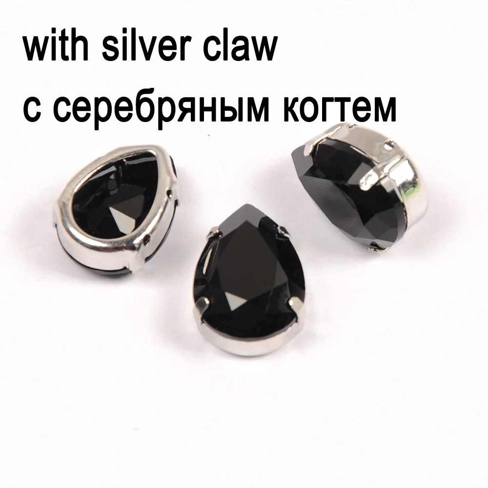 Crystal with silver Jet Black Необычные каплевидные хрустальные стразы, аппликация стекло, кристалл, камень, вышивка, аксессуары для одежды, камни для DIY свадьбы - Цвет: Crystal with silver