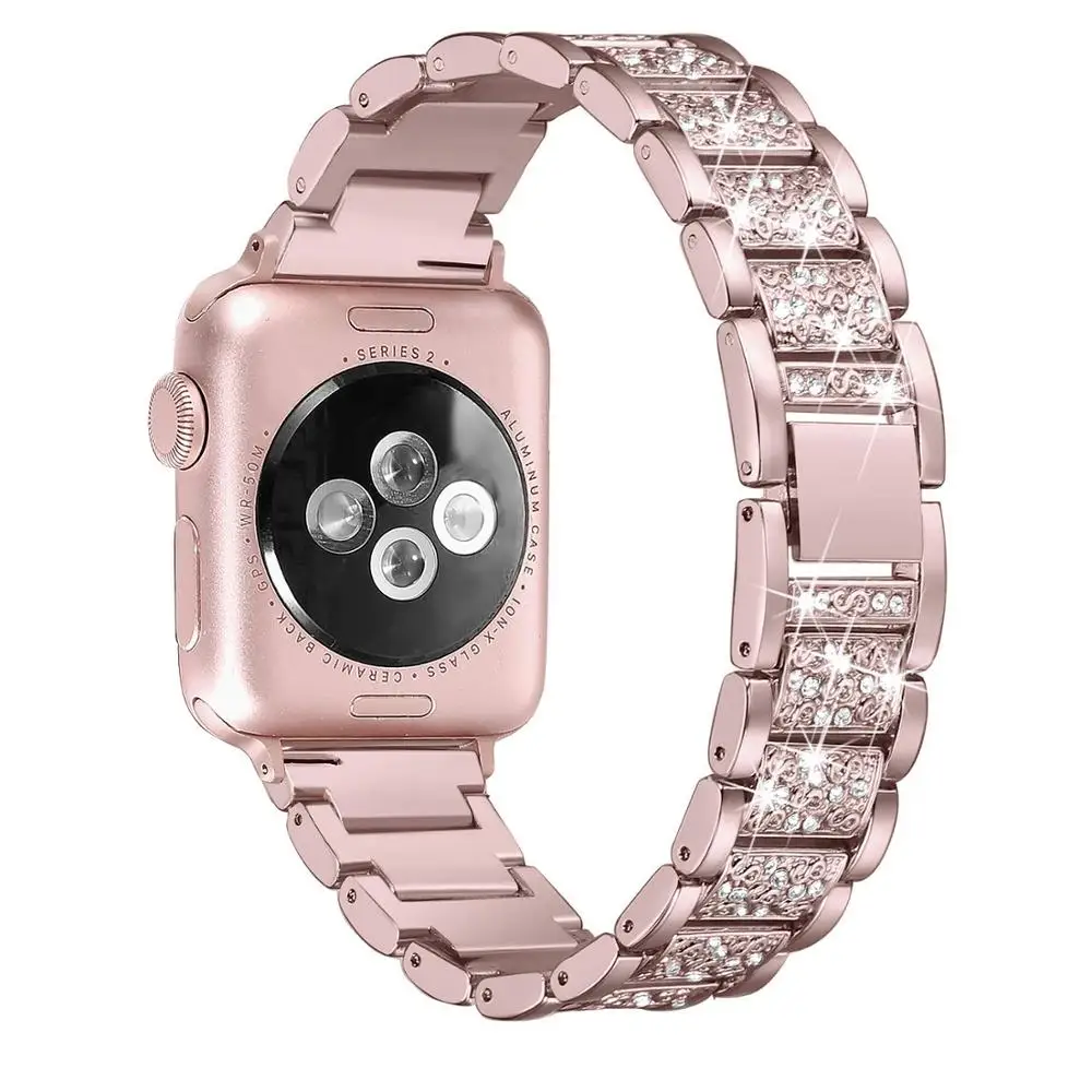 Браслет из нержавеющей стали для Apple Watch ремешок iWatch бриллиантовый браслет